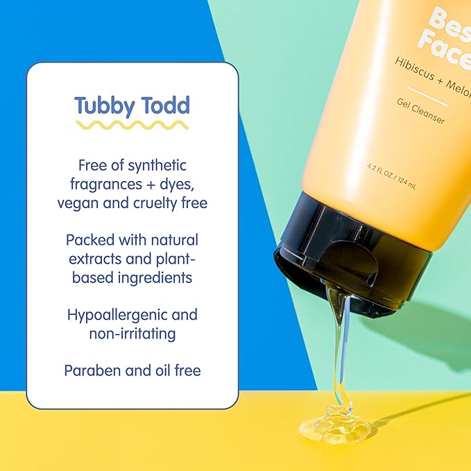 TUBBY TODD Best Kids Face Wash 2pk – Gel-to-Foam Facial Cleanser – Clarifies & Brightens – With Willow Bark & Hibiscus Enzyme – Natural Ingredients – Oil-Free Skincare For Kids – 4 fl oz