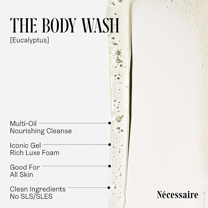 Nécessaire The Body Duo (Eucalyptus) Holiday Gift Set - The Body Wash 16.9oz + The Body Lotion 15.2oz for Women + Men. Multi-Oil Shower Gel Cleanser + Multi-Peptide Body Moisturizer. Non-Comedogenic.