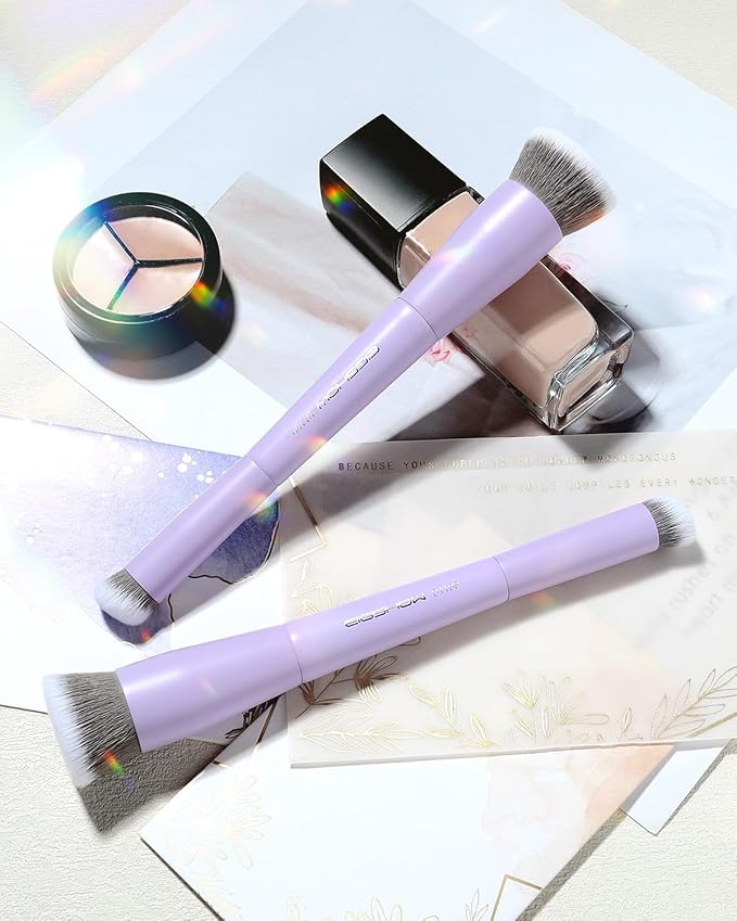 EIGSHOW Foundation & Concealer Brush with Silver Ion Bristles, Dual Ended Makeup Brush for Flawless Coverage, Precision Concealer (D110P)