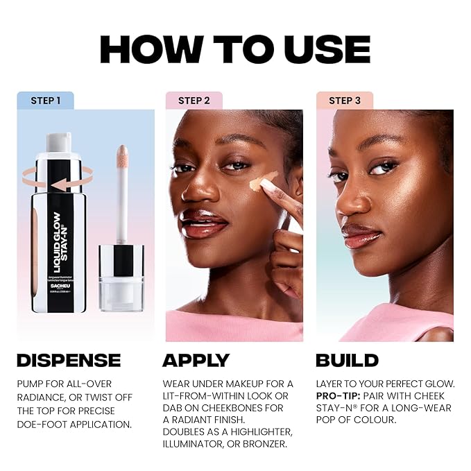 Sacheu Liquid Glow STAY-N Liquid Highlighter & Illuminator Makeup — 30ml Long Lasting Luminous Glow Lightweight Dewy Finish, Toasty Glaze