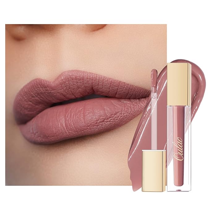 Oulac Matte Liquid Pink Lipstick for Women, Pink Nude Long Lasting Lipstick, Waterproof Lip Stain, No Transfer, Creamy High Pigmented Formula with Vitamin E, Vegan & Cruelty-Free M24