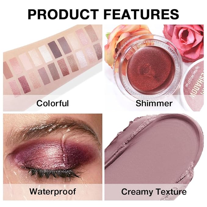 evpct Matte Putty Single Cream Eye Shadow Palette Pot Makeup for Older Women, Highly Pigmented Monochrome Cream to Powder Eyeshadow Palette Matte Liquid eyeshadow, Natural Waterproof Blendable