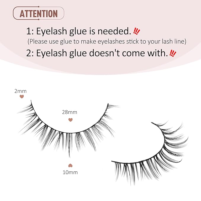 Onlyall Short Natural Lashes Fake Eyelashes Wispy Natural Eyelashes D17