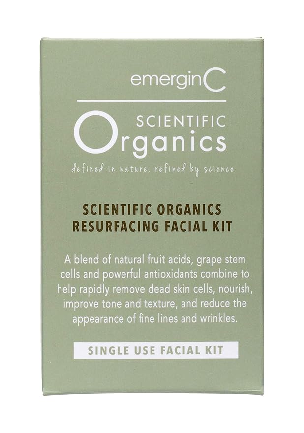 emerginC Scientific Organics Resurfacing Facial Kit - Single-Use Exfoliating Skincare Set for Removing Dead Skin Cells + Reducing Appearance of Wrinkles - DIY Facial Kit