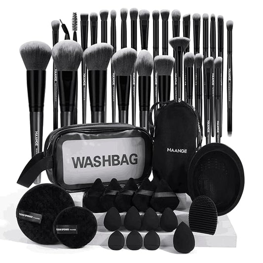 MAANGE Makeup Brushes 49 Pcs Makeup Kit, Multi-functional Makeup Tool Set with Makeup Brush Foundation Brush Make up Brushes Set (Black, 49 Piece Set)