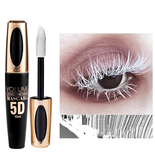 MAEPEOR 5D Silk Fiber Mascara Fuller & Voluminous Colored Eyelash Natural Waterproof Smudge-proof Mascara (03 White)