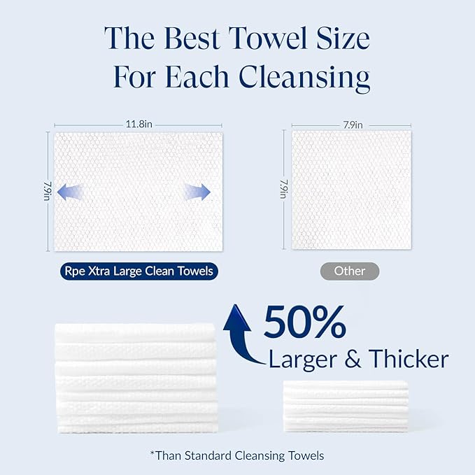 XL Disposable Face Towels, 100% Biodegradable, Non-Toxic, Unscented Thick Face Towelettes for Sensitive Skin Face Washing, Ultra Soft Makeup Remover Dry Wipes, 360 Count (6 Pack)