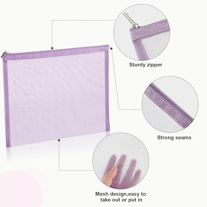 6 Pieces Mesh Makeup Bags Mesh Cosmetic Bag Portable Travel Organizing Zipper Pouch Toiletries Makeup Pouches for Home Office Travel Accessories