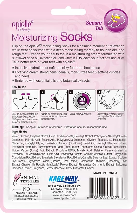 Epielle Moisturizing Foot Masks 6 Pairs, Deep Moisturizing Socks for Dry Feet & Cracked Heels, Relieve and Soften with Sunflower Seed Oil & Avocado Oil, Korean Skin Care, Spa Self Care Gifts for Women