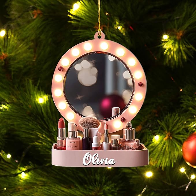 Personalized Makeup Tools Christmas Ornament 2024, Makeup Box Christmas Ornament Gift for Makeup Artist, Christmas Tree Decor for Makeup Shop, Gift for New Makeup Coworkers (MKH13)