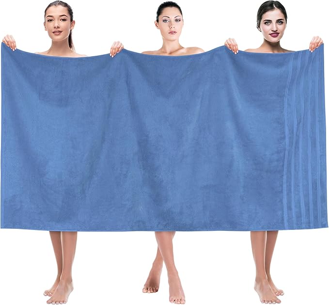 American Soft Linen 35x70 Jumbo Large Bath Towels, 600 GSM 100% Cotton Turkish Bath Sheet, Oversized Luxury Bath Towels for Bathroom Beach and Pool, Electric Blue