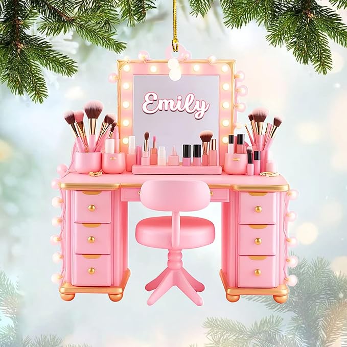 Personalized Makeup Tools Ornament – Custom Beauty Christmas Tree Decoration, Holiday Keepsake Gift for Makeup Artists, Cosmetologists, Beauty Lovers, Salon Owners, Families and Coworkers (MKH8)