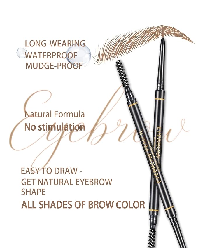 Light Brown Eye Brow Pencils for Women, 6Pcs Waterproof Eyebrow Pencil, 1.5mm Micro-Fine Tip & Spiral Brush with Brow Razors Perfect for Creating a Natural and Delicate Eyebrow Look Makeup