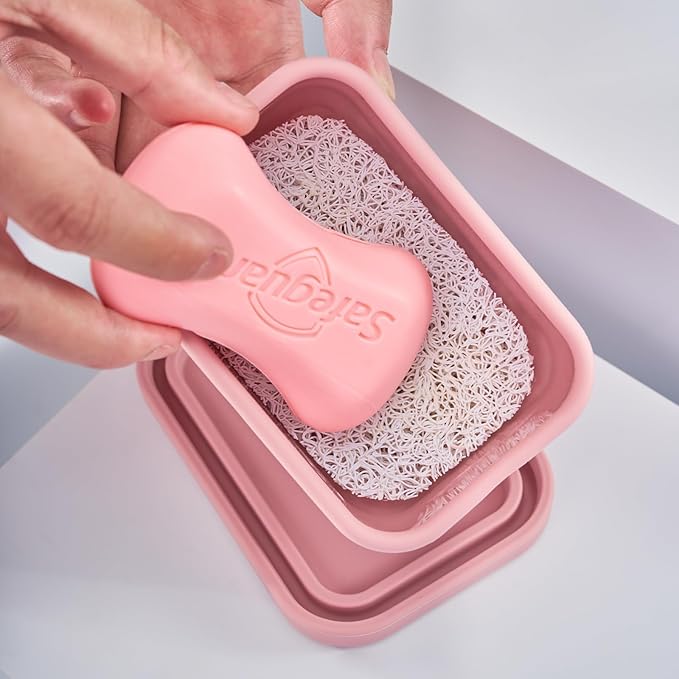 Leak Proof Silicone Travel Soap Case with Draining Layer, Travel Size Toiletry, Portable Soap Container for One Regular Bar Soap Perfectly, Shatter-Proof Soap Holder for Bathroom, Gym (White)