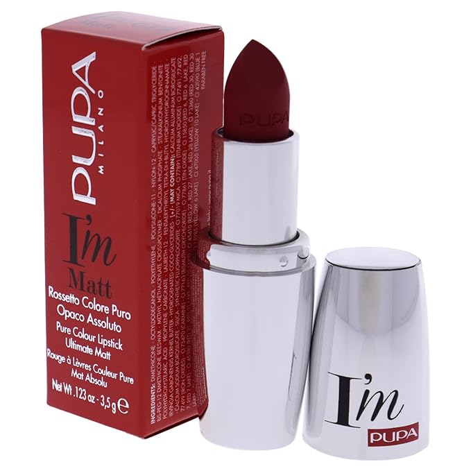 Pupa Milano I Am Matt Pure Colour Lipstick - 072 Velvet Ruby for Women - 0.123 oz Lipstick