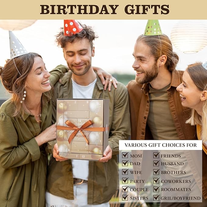 Birthday Gifts for Women & Men，Happy Birthday Surprise Box, 14pcs Luxury Spa Gifts, Gift Box for Mens Unique with Hand Cream, Holiday Advent Calendar, Skin Care Gift Sets for birthday