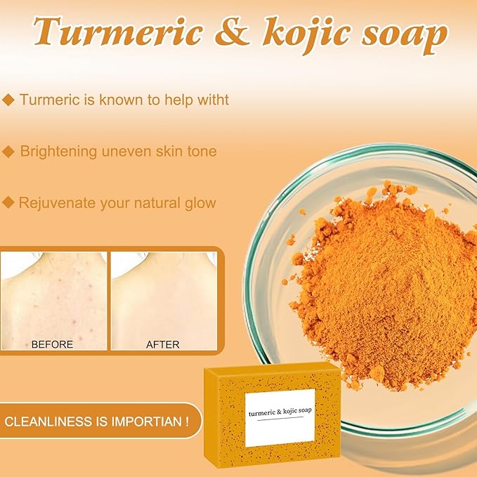 4Pcs Turmeric Wash and Care Three Piece Set, Turmeric Trio: Facial Wash, Cleansing Mousse & Soap for Skin Care, Turmeric Cleansing Exfoliating Pads, Turmeric Face Wash for Face & Body