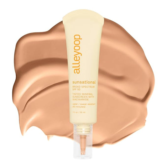 Alleyoop Sunsational Tinted Moisturizer SPF 50 for Face Broad Spectrum – 100% Mineral Face Sunscreen with Jojoba, Hydrating & Soothing Tinted Sunscreen, Vegan & Cruelty-Free (Sunrise)