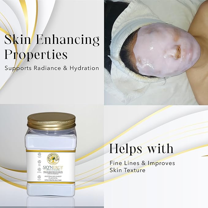 Australian Sheep Placenta Jelly Masks - Professional Grade HydroGlo facials Peel Off Face Mask for Skin Hydration, Radiance, Reduced Fine Lines, and Pigmentation | 12 Applications (30 Fl Oz)