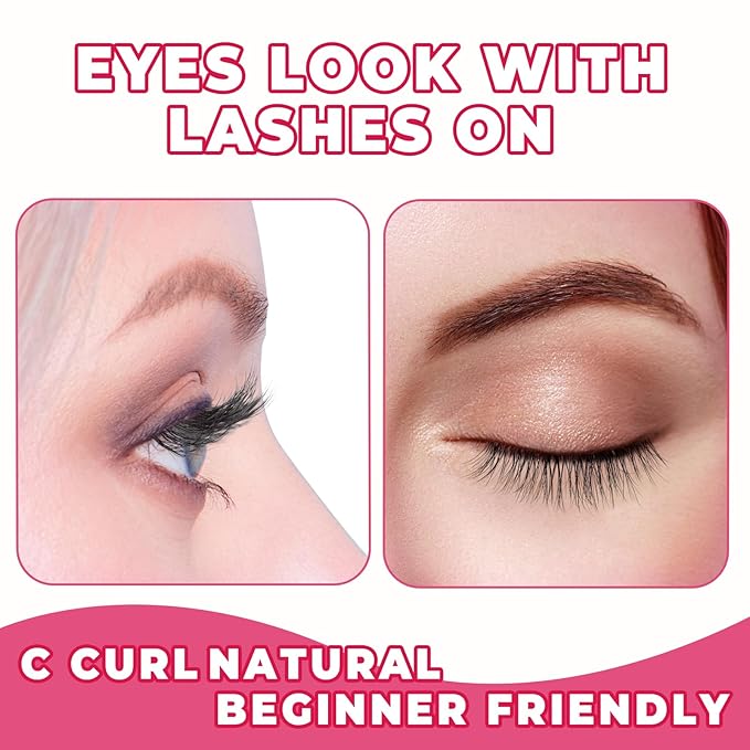 Natural Lashes Eyelashes Wispy 12mm False Lashes 3D Volume Lash Strips False Eyelashes with 0.1MM Thin Cotton Band C Curl Eyelash Pack Siligli 7 Pair