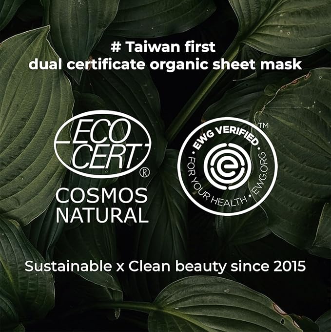 INNA ORGANIC Sheet Mask - Deep & Long Hydration, EWG & COSMOS Certified (Pack of 5) | Myrrh Essential Oils Infused Skin Care | Luxury Clean Beauty