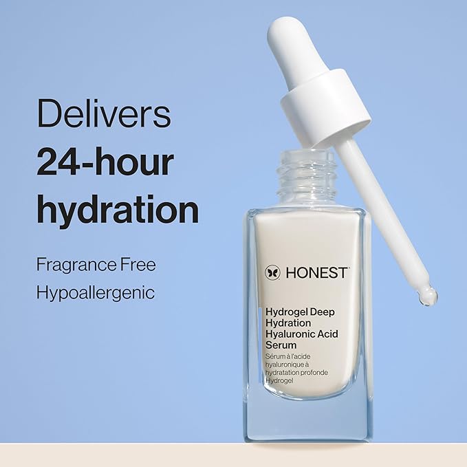 Honest Beauty Hydrogel Deep Hydration Hyaluronic Acid Serum | Moisturizes + Plumps | Hypoallergenic, Fragrance Free, Vegan, Gentle for Sensitive Skin | 1 fl oz