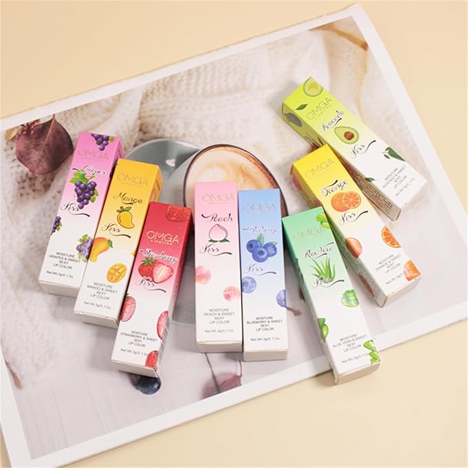 6 Pcs Jelly Lipstick Set, Peach Aloe Vera Strawberry Blueberry Avocado Grape Jelly Lipstick Temperature Change Moisturizer Long Lasting Lip Stick Nutritious Lip Balm Magic Color Change Lip Gloss