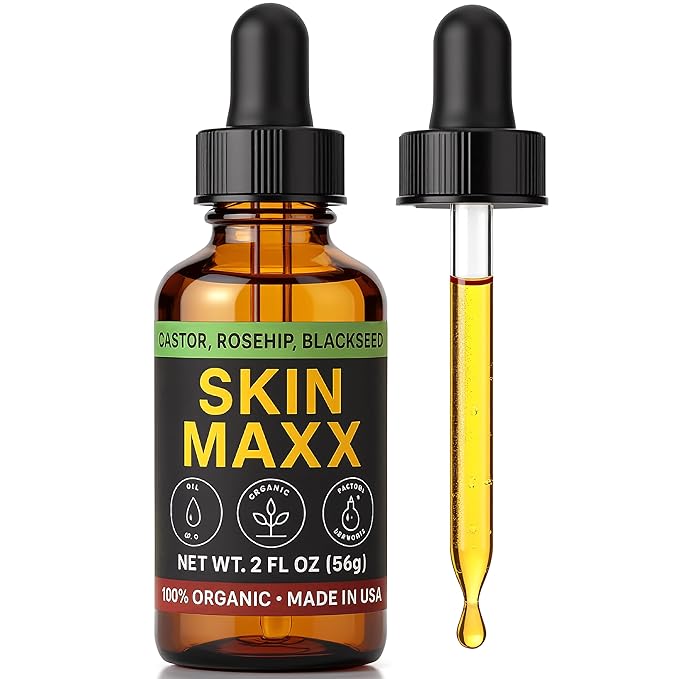 Organic Castor Oil, Rosehip Oil & Black Seed Oil for Face - Anti-Aging Facial Oil & Moisturizer for Women, Natural Ancient Remedy for Hydrated, Glowing Skin - Cold Pressed Face Oil (2 Fl Oz)