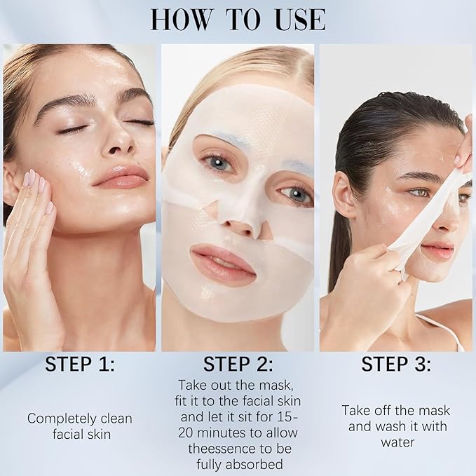 4Pcs Skaind Collagen Glow Mask Overnight, Deep Face Mask, Bio-Collagen Real Deep Mask, Hydrating Overnight Hydrogel Mask, Revitalize Your Skin with Low Molecular Weight Collagen Mask