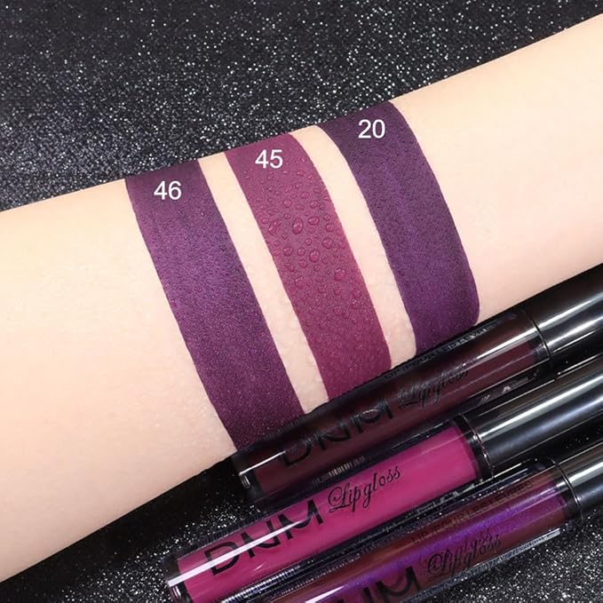 evpct 3Pcs Dark Purple Mauve Plum Maroon Matte Liquid Lipstick Lip Stain Sets for Women Matte+Lipstick Long Lasting Permanent 24 hr Hours Magic Lipstick 24 Hours original Waterproof 22#