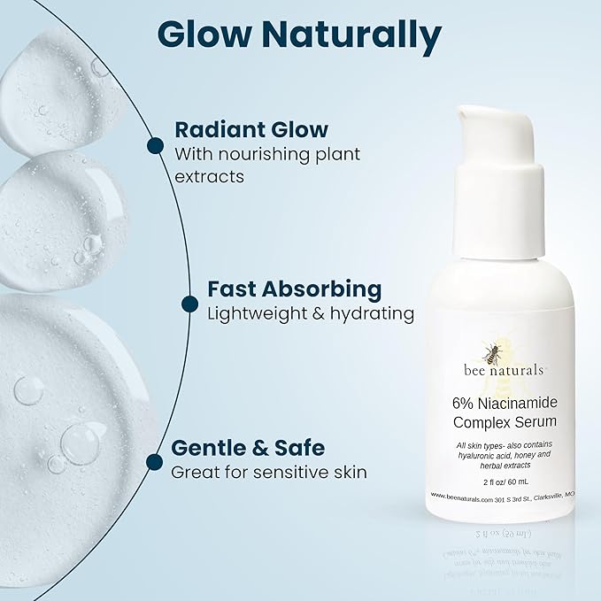 6% Niacinamide Complex Serum for Face with Hyaluronic Acid & Honey, Reduced Potential for Irritation, Pore Minimizer, Hydrating Facial Serum for Skin Even Tone – Anti-Aging for All Skin Types 2 fl oz