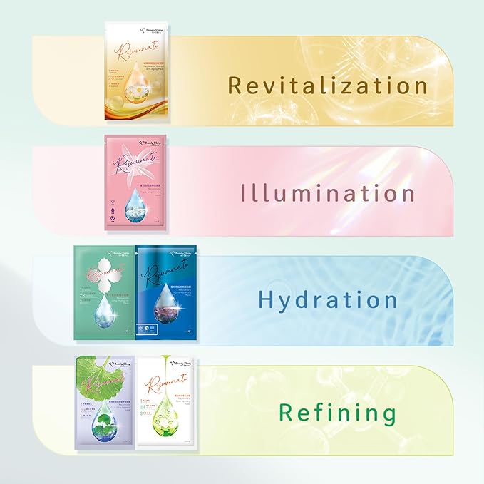 My Beauty Diary Rejuvenate Deep Hydration Mask, Moisturizing and Nourishing Facial Mask, Improve skin texture, Self Care Face Sheet Mask for Dry Skin and All Skin Types (5 pcs)