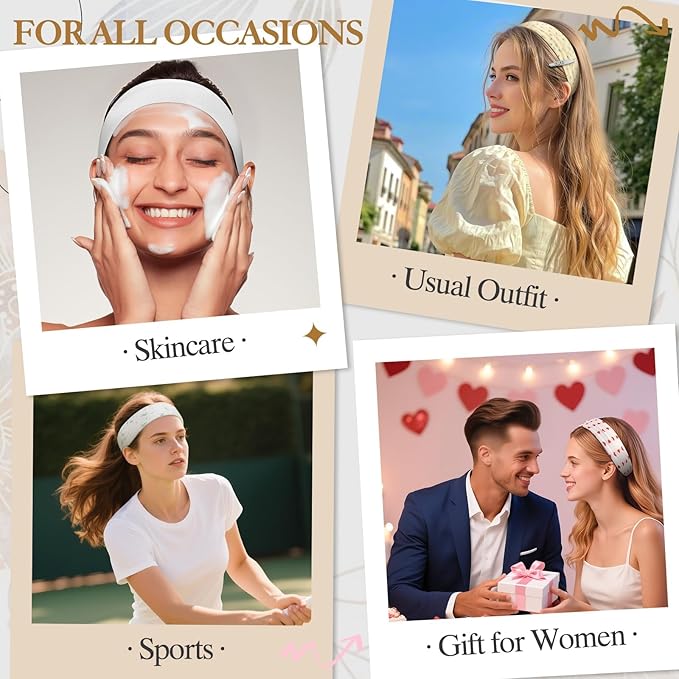 Gift for Women 8pcs Fashion Headband: Headbands for Women Girls Birthday Gift Stocking Stuffers Soft Fabric Hairbands Hair Styling Accessories Valentines Day Gifts for Her Woman Teen Girls Wife Sister