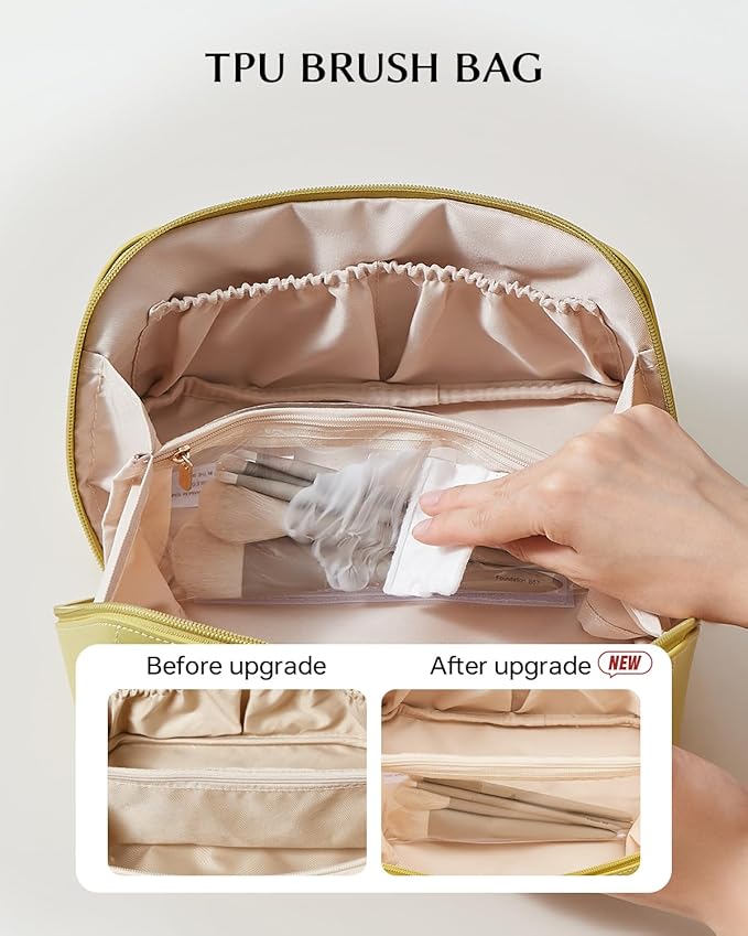 EACHY Travel Makeup Bag,Large Capacity Cosmetic Bags for Women,Waterproof Portable Pouch Open Flat Toiletry Bag Pattern Makeup Bag