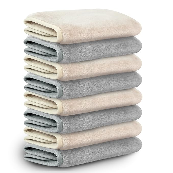 Nugilla Makeup Remover Cloths, 8 Packs Makeup Remover Towels Reusable Face Wash Cloth, Soft Makeup Remover Microfiber Face Cloth for Women(Cool Gal)