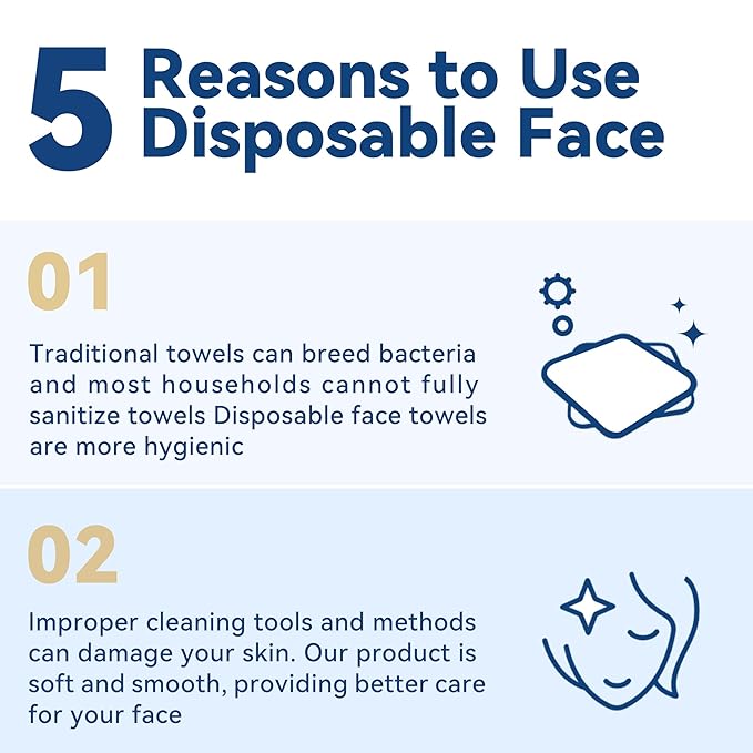 Disposable Face Towelettes, Makeup Remover Dry Wipes, Ultra Soft, 100% Biobased 100 PCS