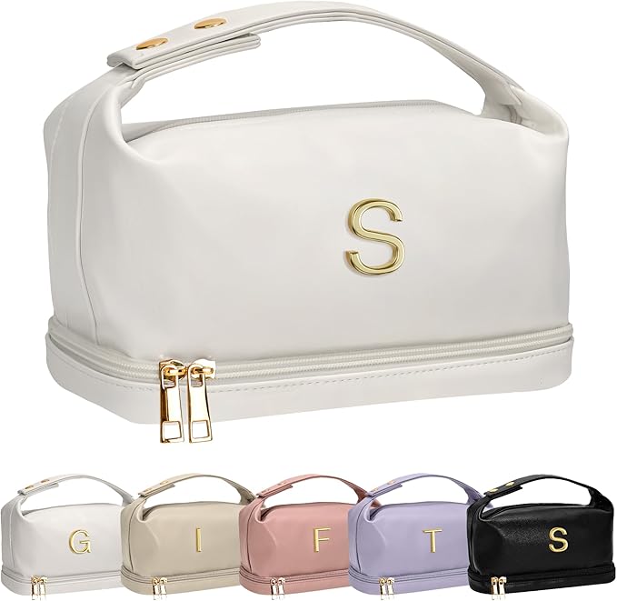 Birthday Gifts for Women, Personalized Gifts, Makeup Bags with Handle, Gifts for Girls In Their 20S Cosmetic Bag, PU Leather Makeup Bags Travel Toiletry Bag, Gifts for Coworkers Teen Girls