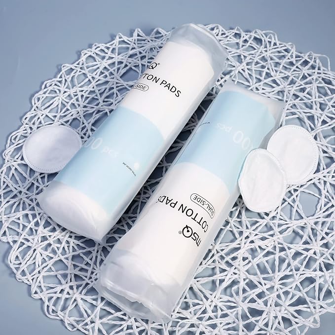 MSQ Cotton Rounds (500 Count), Makeup Remover Pads, Hypoallergenic, Face Cotton Pads, Facial Cleansing Round Cotton Pads, Lint-Free