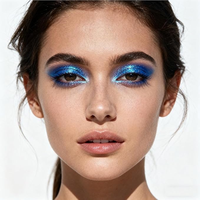 Blue Eyeshadow Stick, Dark Blue Glitter Eyeshadow, Navy Blue Cream Shimmer eyeshadow Pencil, Waterproof Long Lasting High Pigment Eye Shadow Crayon Pen, Women Eye Highlighter Stick (18#)