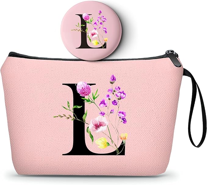 Happy Birthday Friendship Bridesmaid Team Gifts for Employees Women Mom Aunt Daughter Teenage Girl Personalized Make up Cosmetic Bag Travel with Mirror Mothers Day Christmas Graduation L