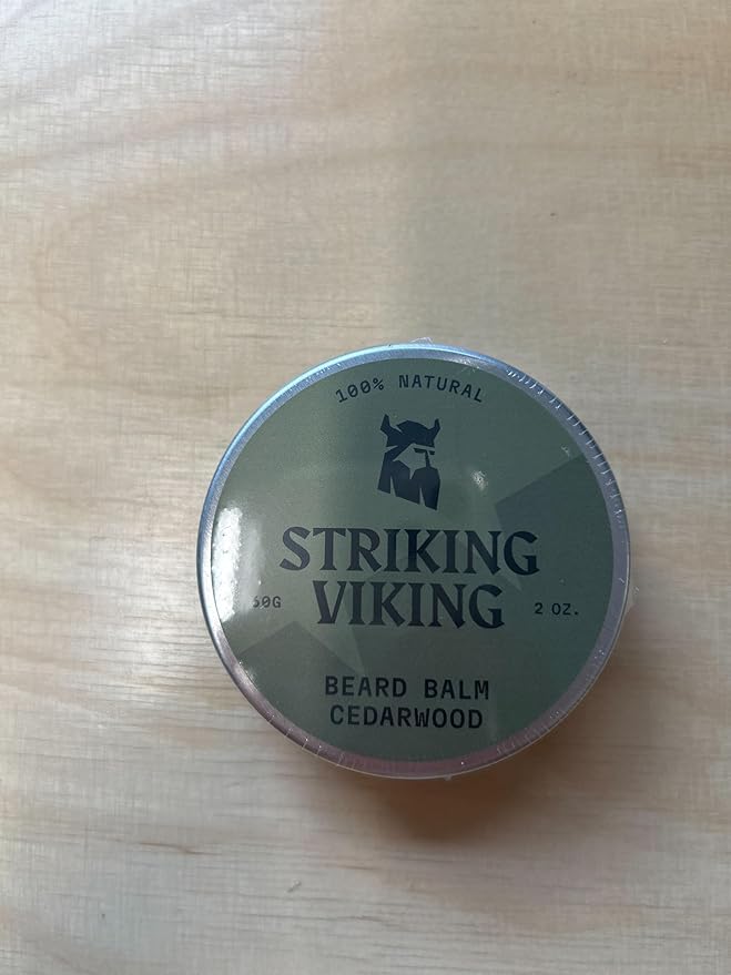 Striking Viking Beard Balm for Men - Leave in Beard Conditioner - Styling Balm Made with Naturally Derived Beard Butter, Argan & Jojoba Oils (2 Ounce (Pack of 1), Cedar Scent)
