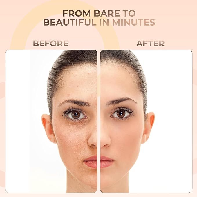 16pc Beginner Mineral Makeup STARTER KIT with 10 BRUSH SET (5gm) Sample Size Foundation, Primer, Blush, Bronzer, Setting Powder for Learning, Occasional Use & First Time Users, Travel Size Kit (Warm)