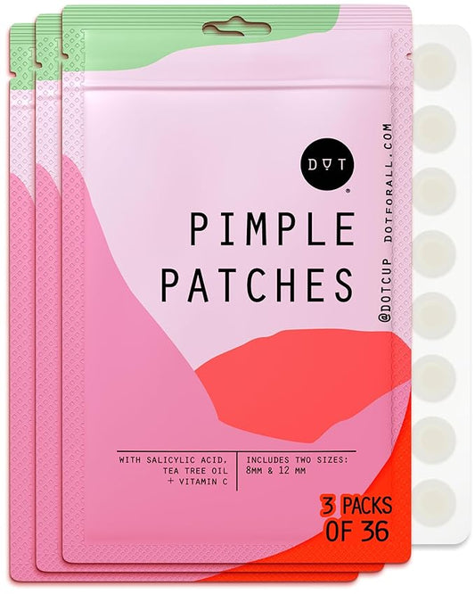 Dot Pimple Zit Patches for Face – Dermatologist Recommended & Ranked 1 for Most Effective Blemish Support – All Natural Hydrocolloid Acne Stickers with Vitamin C & Salicylic Acid (8 & 12 mm, 108 ct)