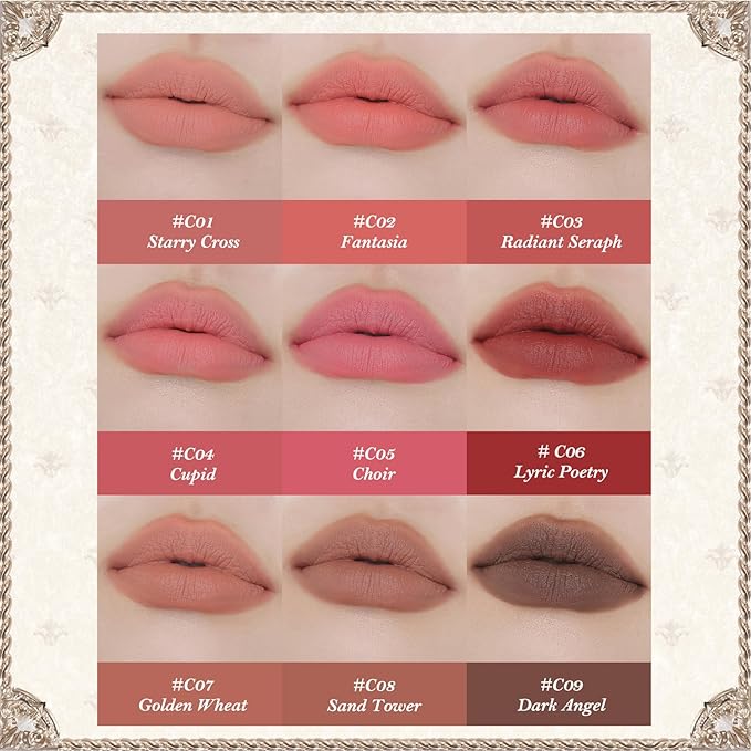 Flower Knows Little Angel Matte Lipstick,Super Soft & Ultra Silky Lip Mud Stick,Long Lasting & Moisturizing Vegan Lip Makeup for Girls&Women,Velvety Pink Finish(C05 Choir)