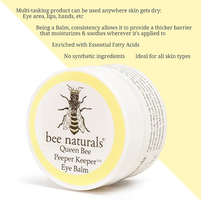 Bee Naturals Queen Eye Balm Duo - Peeper Keeper - 2 Pack Gift Set - Soothes & Moisturizes with Vitamin E & 10 Natural Oils - Helps Diminish Crowsfeet, Wrinkles & Fine Lines