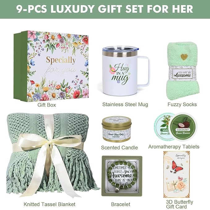 Get Well Soon Gift Baskets for Women After Surgery,Feel Better Encouragement Comfort Gift Box,Post Surgery Care Package Gifts for Women,Thinking of You Birthday Gifts for Friends,Family members