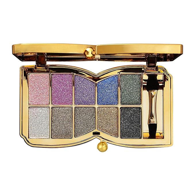 Glitter Eyeshadow Palette, 10 Colors Sparkle Shimmer & Matte Eye Shadow Highly Pigmented Waterproof Long Lasting Makeup Set (Color 1)