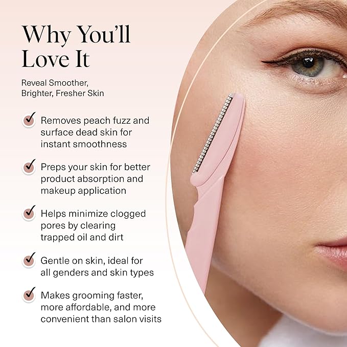 Kitsch Dermaplane Razor for Women Face – Face Razors for Women & Men, Eyebrow Trimmer & Face Shaver – Exfoliating Facial Razor & Skin Care Tool for Smoother Skin - Blush, 12 pcs