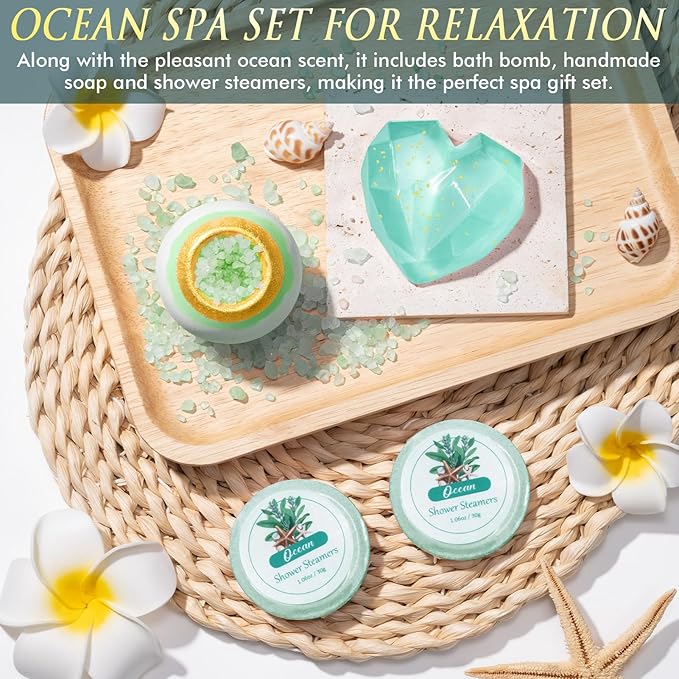 Birthday Gifts for Women, Self Care Gifts Get Well Soon Gifts Basket for Women, Ocean Relaxing Spa Gifts Care Package w/Luxury Blanket, Unique Gifts for Mom Mother Her Wife Girlfriend Friend Sister