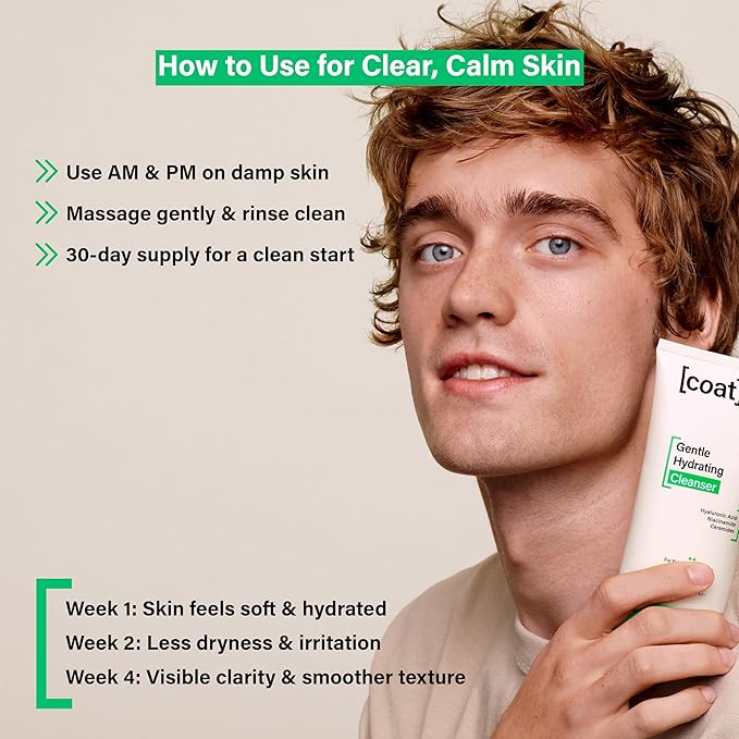 COATS Gentle Hydrating Cleanser [5oz] – Moisturizing Face Wash w/Hyaluronic Acid – Preppy Skincare- Fragrance-Free, Vegan, Clean Skincare for Teens, Combo to Dry Skin - 30 Day Supply